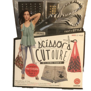 Scissor Cutoure Cut Customize Fashion Kit Scissors studs gems sewing needles